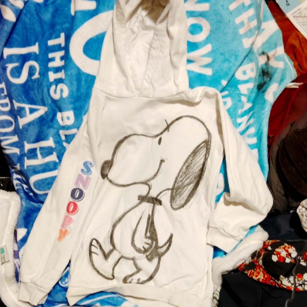 White Snoopy Hoodie With Cute Message On The Back
